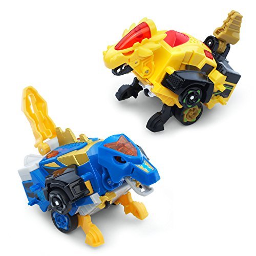 Дино трансформеры синий и жёлтый Cruz и Spinner "Switch & Go Dinos" (10 см.) от VTech