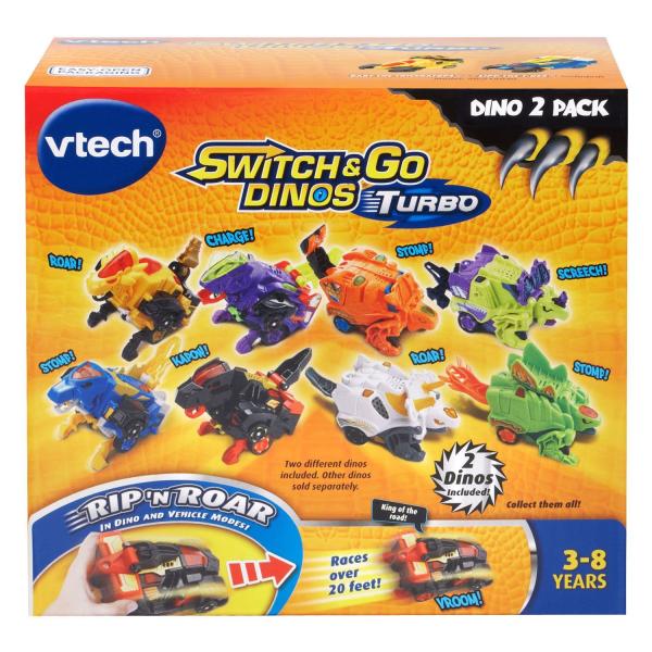 Дино трансформеры синий и жёлтый Cruz и Spinner "Switch & Go Dinos" (10 см.) от VTech