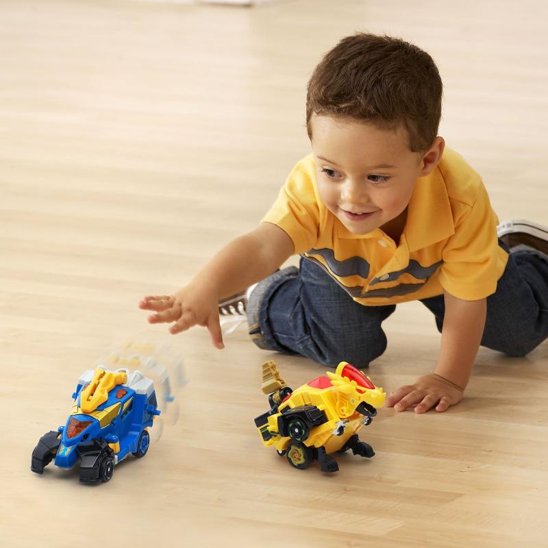 Дино трансформеры синий и жёлтый Cruz и Spinner "Switch & Go Dinos" (10 см.) от VTech