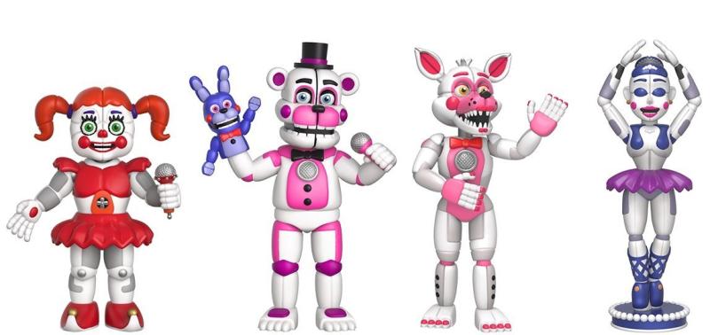 Бейби, Фредди с зайчиком, Балора и Фокси. Набор FNAF "sister location" (5 см.)