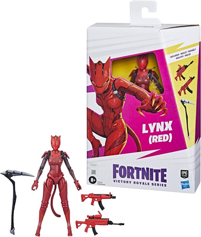 Рысь Линкс (красная) с оружием / Lynx Fortnite  (около 15.5 см.)